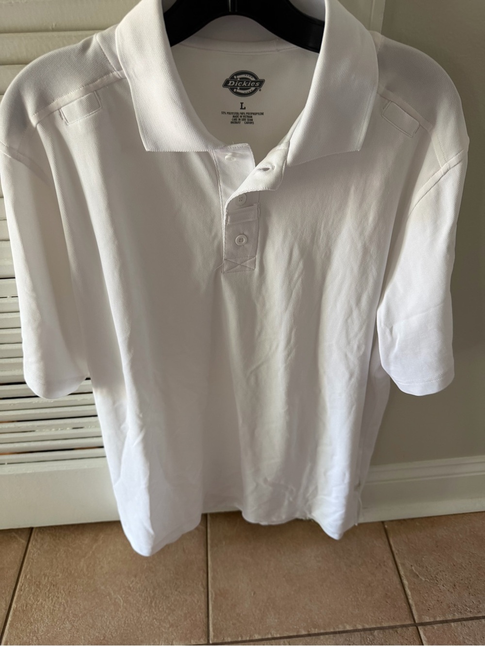 Dickies Men’s White Polo Shirt - Classic Short Sleeve Large